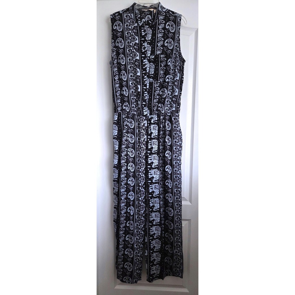 Soft Surroundings Sydney Wide Leg Sleeveles Elephant Paisley Batik Jumpsuit Sz L - Picture 2 of 7